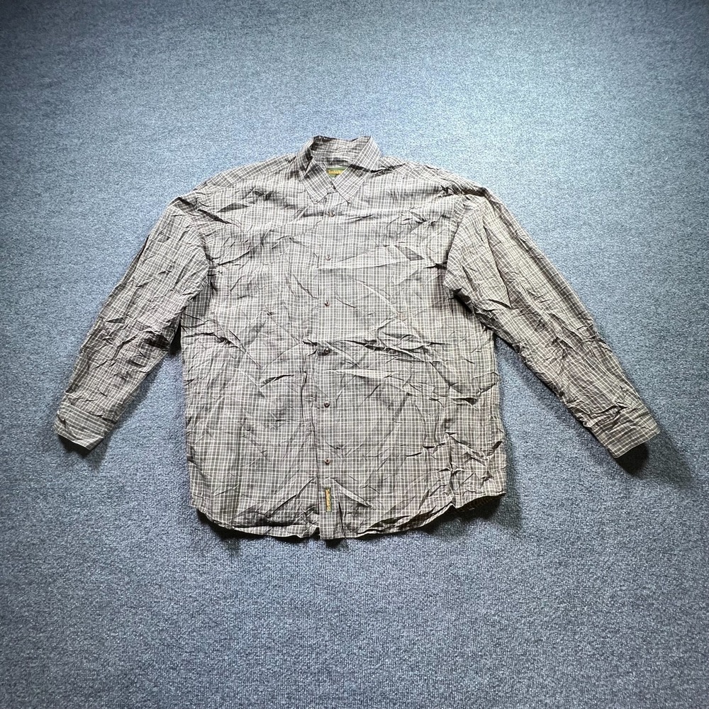 Timberland Shirt Mens XL Brown Plaid Regular Fit Button Front Oversized Workwear